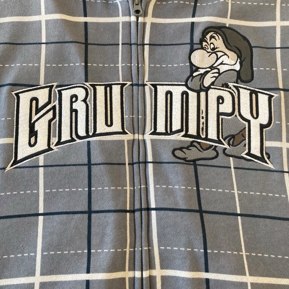 Official Disney Grumpy Character Fleece Lined Zip-up Hoodie Sweatshirt Size - Picture 4 of 9